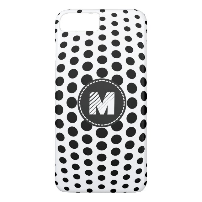 Monogram Black Polka Dots Pattern Case-Mate iPhone Case (Back)