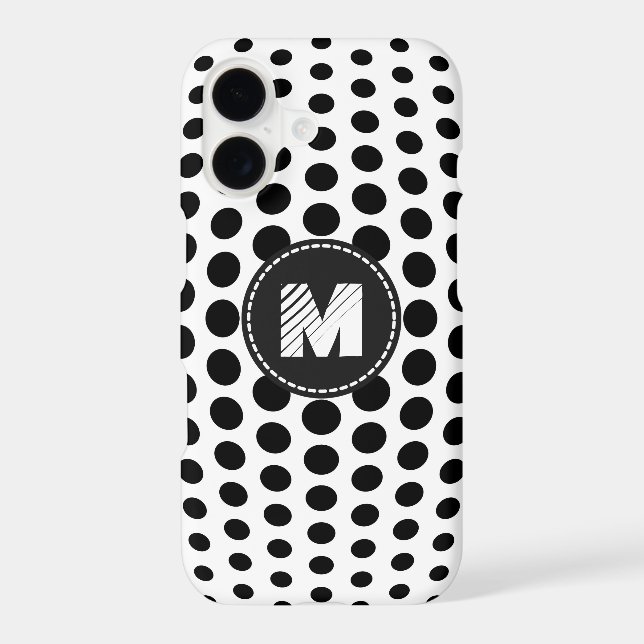 Monogram Black Polka Dots Pattern Iphone Case (Back)