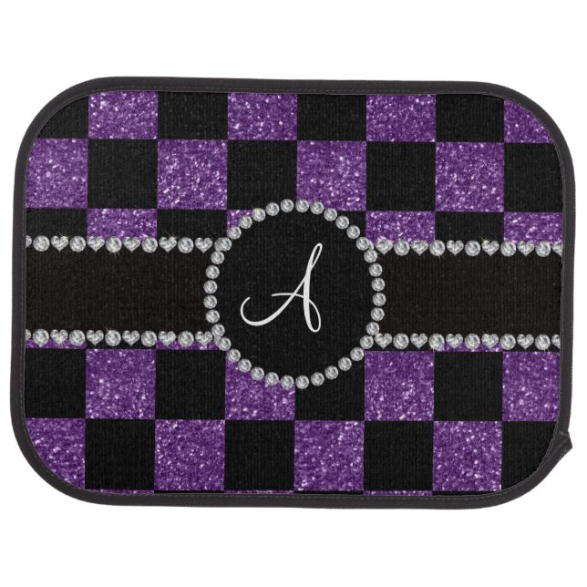 Monogram black purple glitter checkers car mat (Rear)