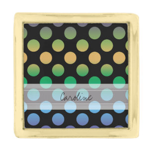 Monogram Black Purple Green Gold Polka Dot Pattern Finish Lapel Pin
