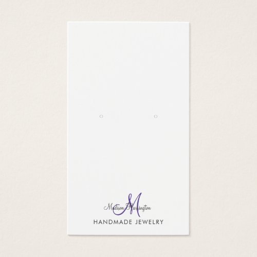 Monogram Black Purple Violet Earring Display Card