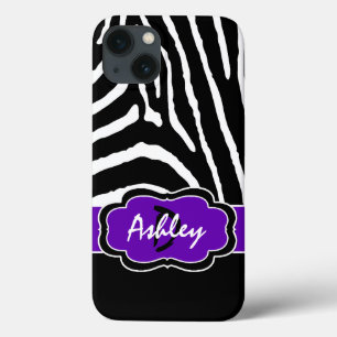 Monogram Black, Purple Zebra Stripe iPad Air Case