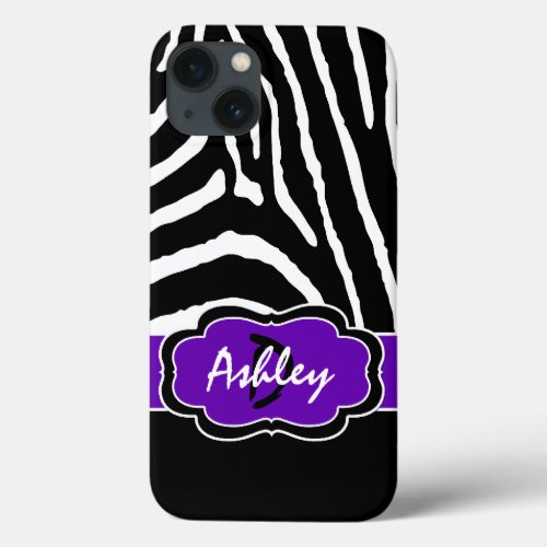 Monogram Black Purple Zebra Stripe iPad Air Case