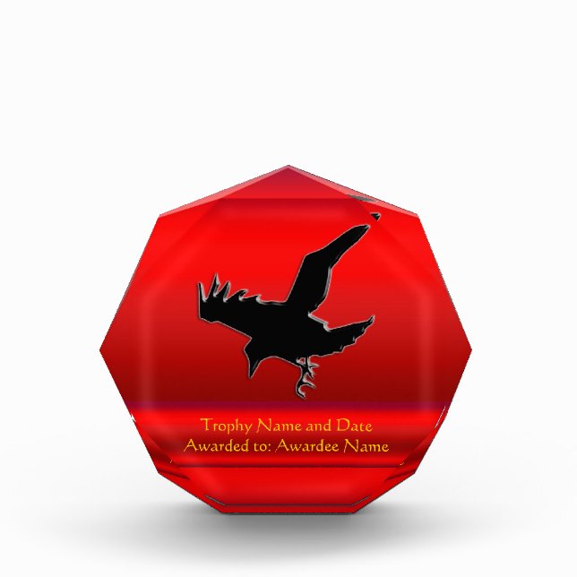 Monogram, Black Raven logo on red chrome-effect Award (Front)