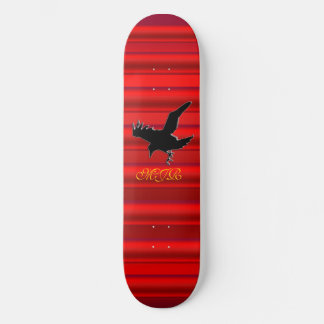 Monogram, Black Raven logo on red chrome-effect Skateboard Deck