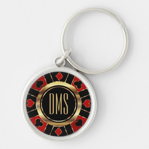 Monogram Black Red and Gold Las Vegas Style Keychain