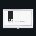 Monogram Black Red Clean Business Card Holder<br><div class="desc">Customize this modern white Profile or Business Card Holder design with a black vertical stripe with monogram on it. This contemporary Professional Minimalist Template looks clean and fresh, it's sleek look is very effective and eye catching. If you would like to have this design in any other color feel free...</div>
