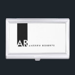 Monogram Black Red Clean Business Card Holder<br><div class="desc">Customize this modern white Profile or Business Card Holder design with a black vertical stripe with monogram on it. This contemporary Professional Minimalist Template looks clean and fresh, it's sleek look is very effective and eye catching. If you would like to have this design in any other color feel free...</div>