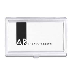 Monogram Black Red Clean Business Card Holder