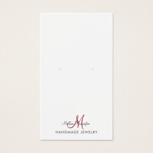 Monogram Black Red Earring Jewelry Display Card