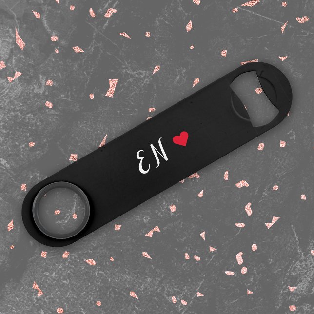 Monogram Black Red Heart Handwritten Script Bar Key (Creator Uploaded)