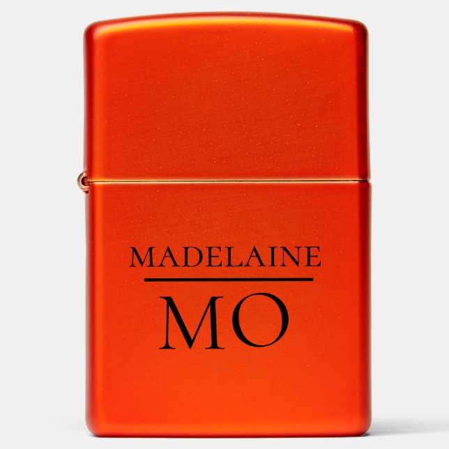 Monogram Black Red Personal Name Gift  Zippo Lighter (Front)