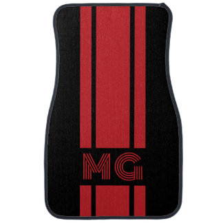 Monogram Black Red Racing Stripe Car Floor Mat