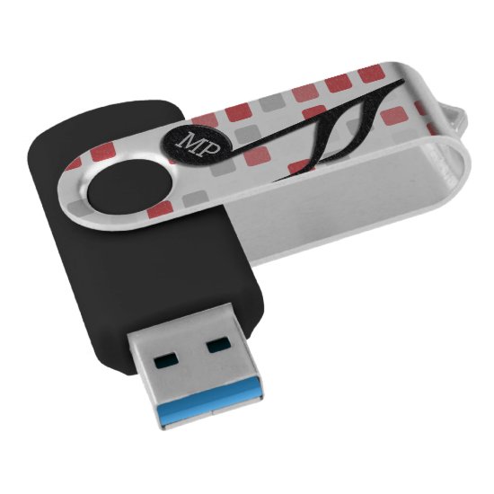Monogram Black Semi Quaver Red Gray Mosaic Flash Drive