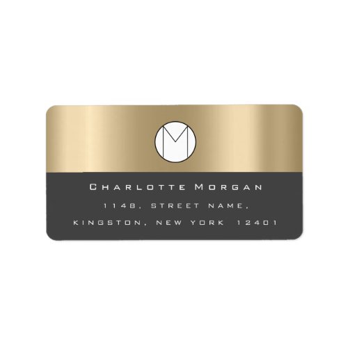 Monogram Black Sepia Gold Black Minimal Gray RSVP Label