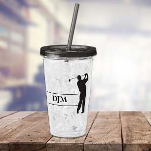 Monogram Black Silhouette Golfer Acrylic Tumbler