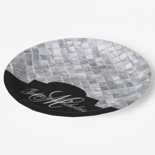 Monogram Black  Silver 25th Anniversary Plates