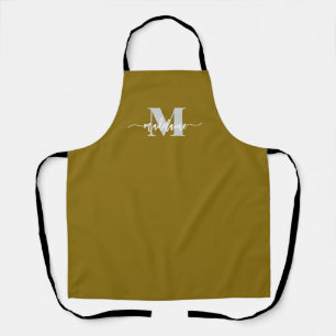 Monogram Black Silver Gold Color Personal Apron
