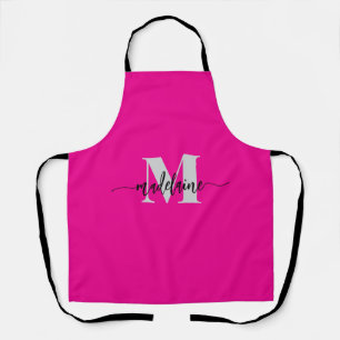 Monogram Black Silver Pink Personal Apron