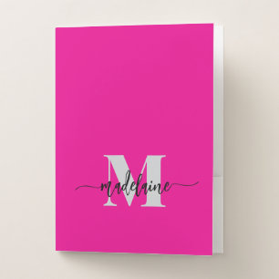 Monogram Black Silver Pink Personal Pocket Folder