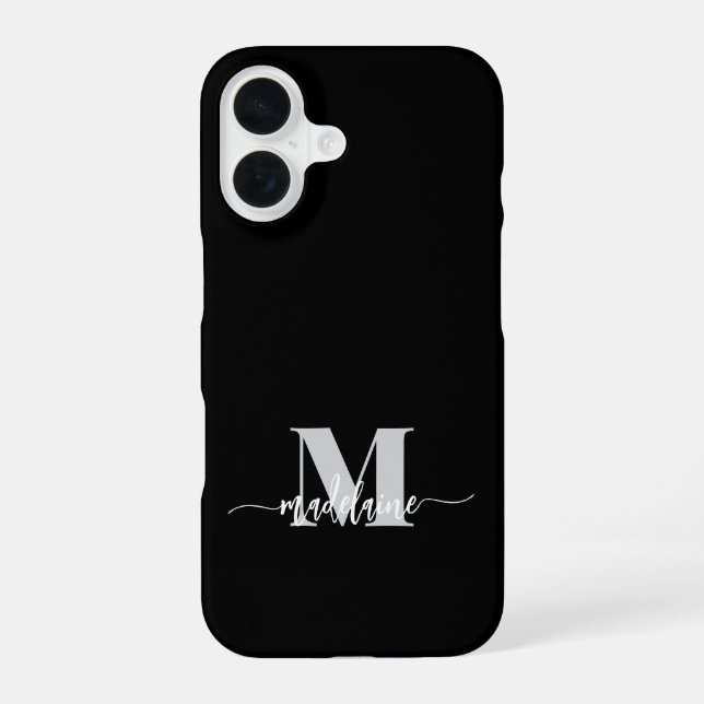 Monogram Black Silver White Personal Iphone Case (Back)