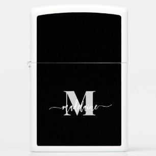Monogram Black Silver White Personal Zippo Lighter