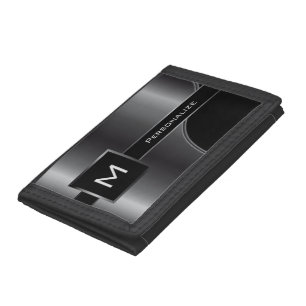 Monogram Black Steel Design Trifold Wallet