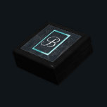 Monogram Black Stone Abstract Grunge Texture Jewelry Box<br><div class="desc">A cool looking black marbled stone texture. Cuts,  scrapes,  scarring and random marks give it depth and personality. Personalize with your initial / monogram in a fancy elegant white font. Monogram is placed inside a shiny neon-looking blue frame.</div>