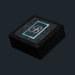 Monogram Black Stone Abstract Grunge Texture Jewelry Box<br><div class="desc">A cool looking black marbled stone texture. Cuts,  scrapes,  scarring and random marks give it depth and personality. Personalize with your initial / monogram in a fancy elegant white font. Monogram is placed inside a shiny neon-looking blue frame.</div>