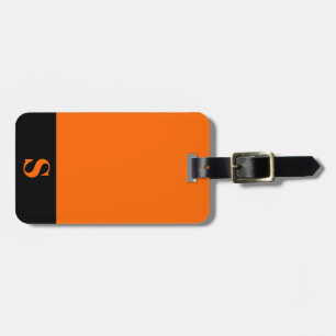 Monogram Black Stripe on Orange Luggage Tag