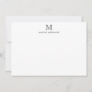 Monogram Black Stylish Chic Classic Formal Elegant Note Card