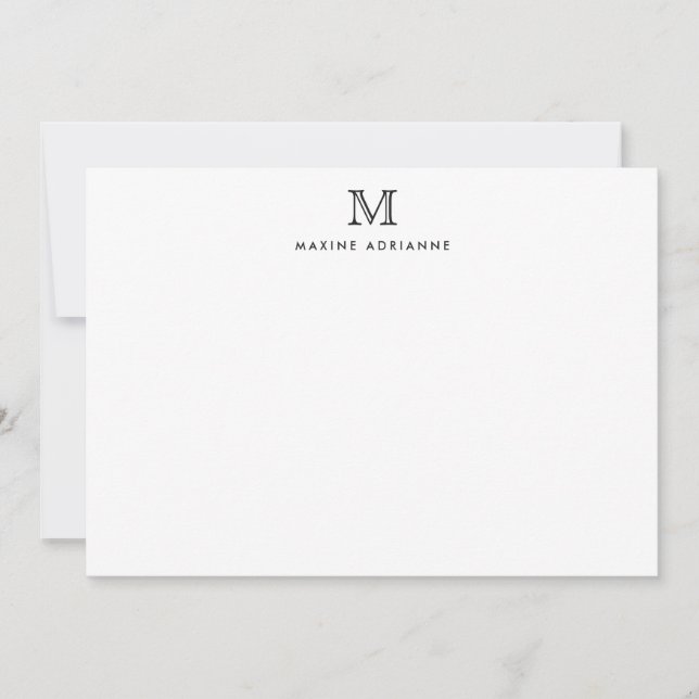 Monogram Black Stylish Chic Classic Formal Elegant Note Card (Front)