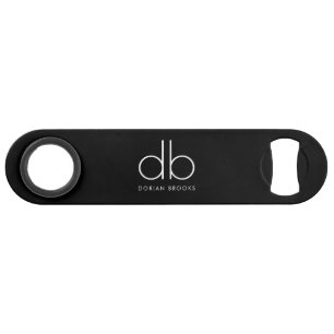 Monogram Black Stylish Modern Minimalist Bar Bar Key