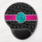 Monogram black swirls turquoise circle
