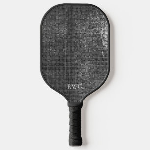 Monogram Black Texture Design Pickleball Paddle