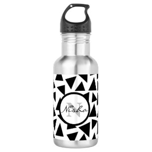 Monogram Black Triangle Stainless Steel Water Bottle