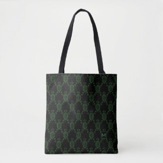Monogram Black Turtle Argyle Tote Bag