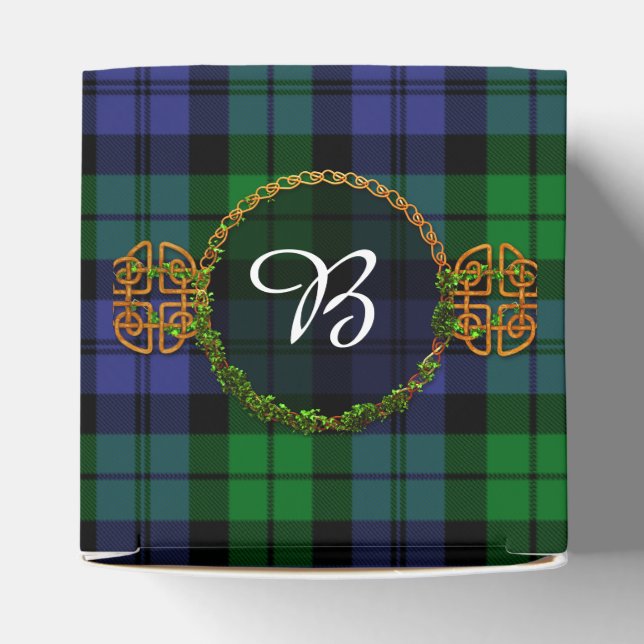 Monogram Black Watch Military Tartan Favor Boxes (Top)