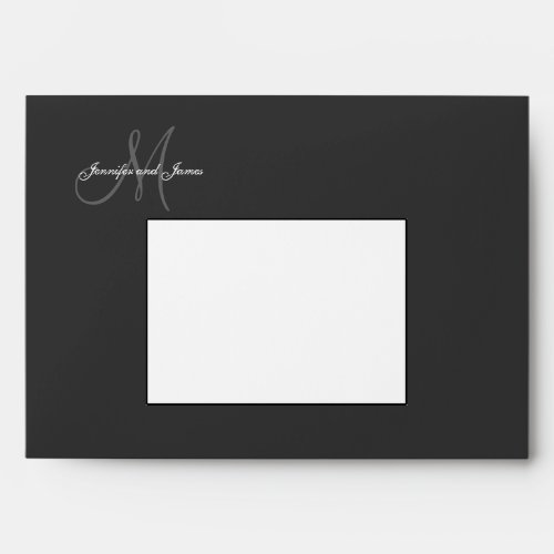 Monogram Black Wedding Invitation Envelopes