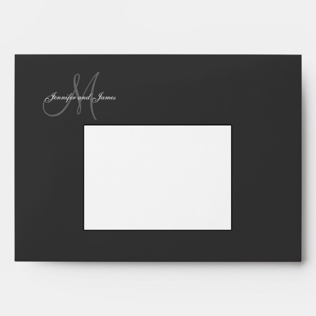 Monogram Black Wedding Invitation Envelopes (Front)