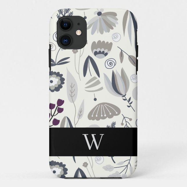Monogram Black & White Abstract Shapes Case-Mate iPhone Case (Back)