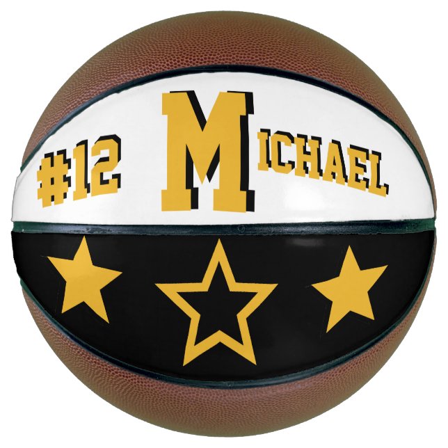 Monogram Black, White, and Gold Basketball (Front)