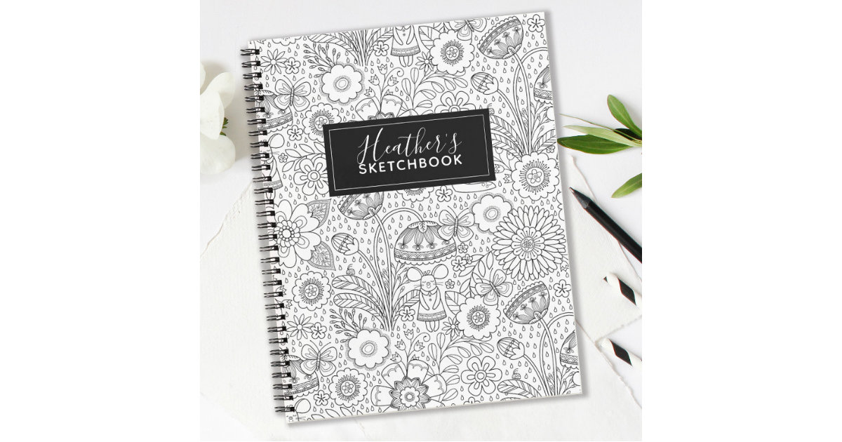 Personalized Pink Glitter Artist Sketchbook Notebook