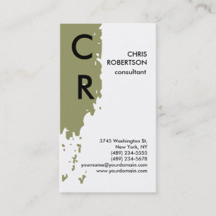 Monogram Black White Beige Business Card