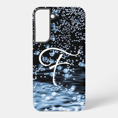 Monogram Black White Blue Elegant Water Bubbles Samsung Galaxy S22 Case