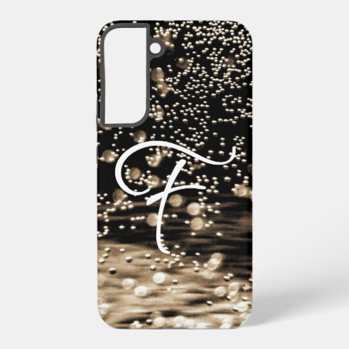 Monogram Black White Bronze Elegant Water Bubbles Samsung Galaxy S22 Case