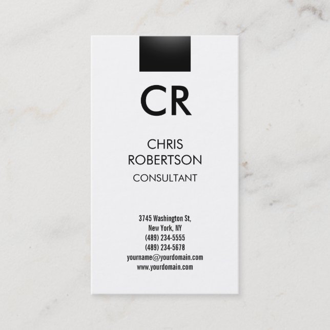 Monogram Black White Business Card (Front)