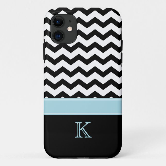 Monogram Black White Chevron Zigzag iPhone 5 Case (Back)