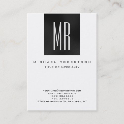 Monogram Black White Chubby Modern Business Card