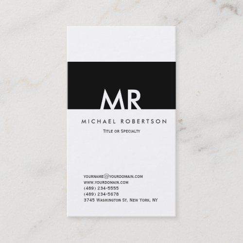 Monogram Black White Clean Business Card